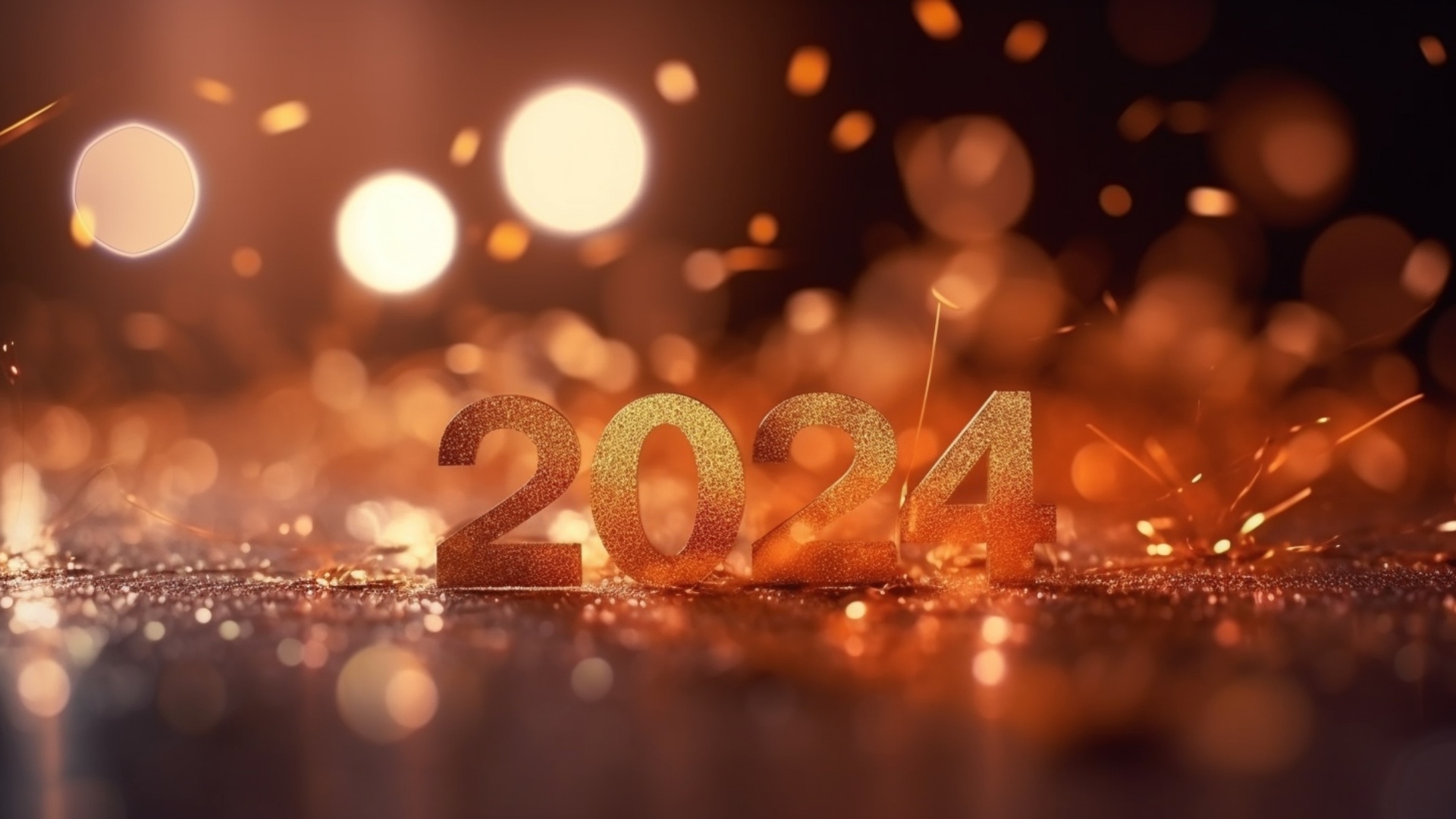 Цифры 2024 на новый год на ярком фоне
