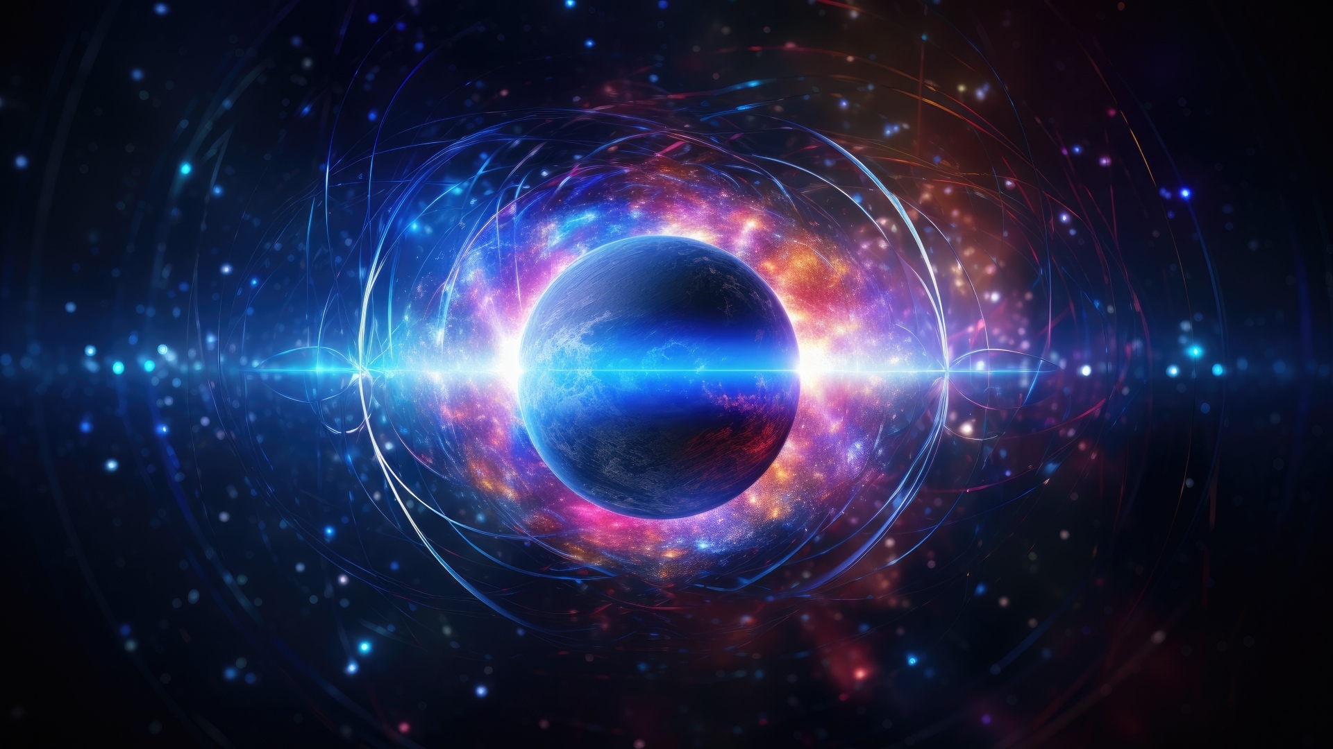 Планета земля в ярких неоновых вспышках