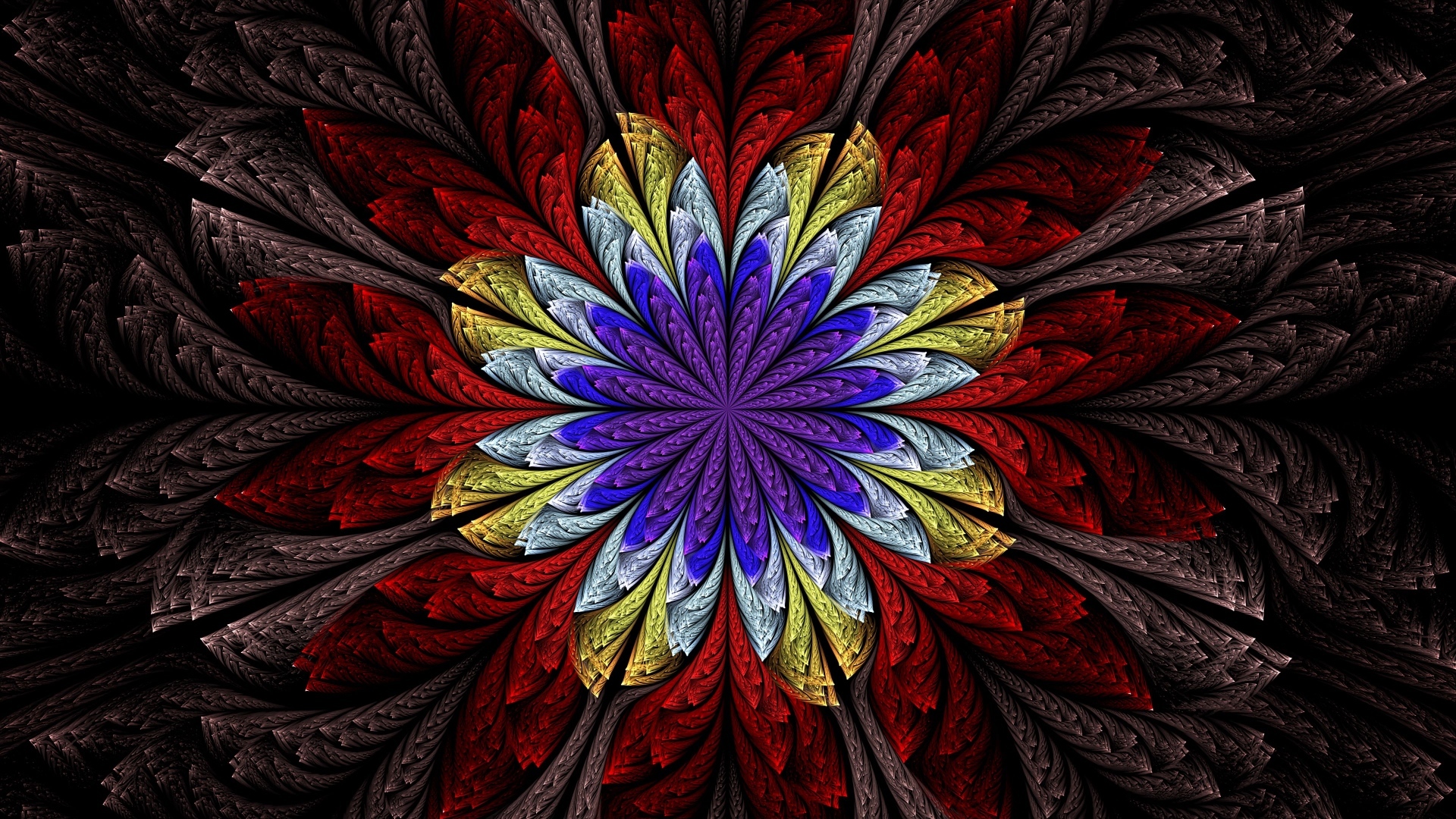 Абстрактный разноцветный фрактальный цветок