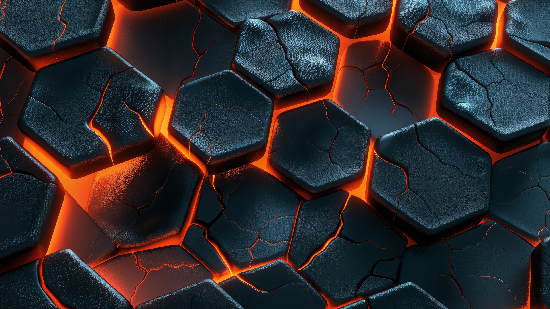 Черные потрескавшиеся соты с красной подсветкой