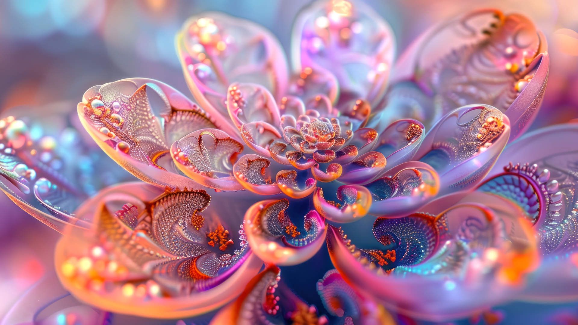 Фантастический фрактальный розовый цветок крупным планом