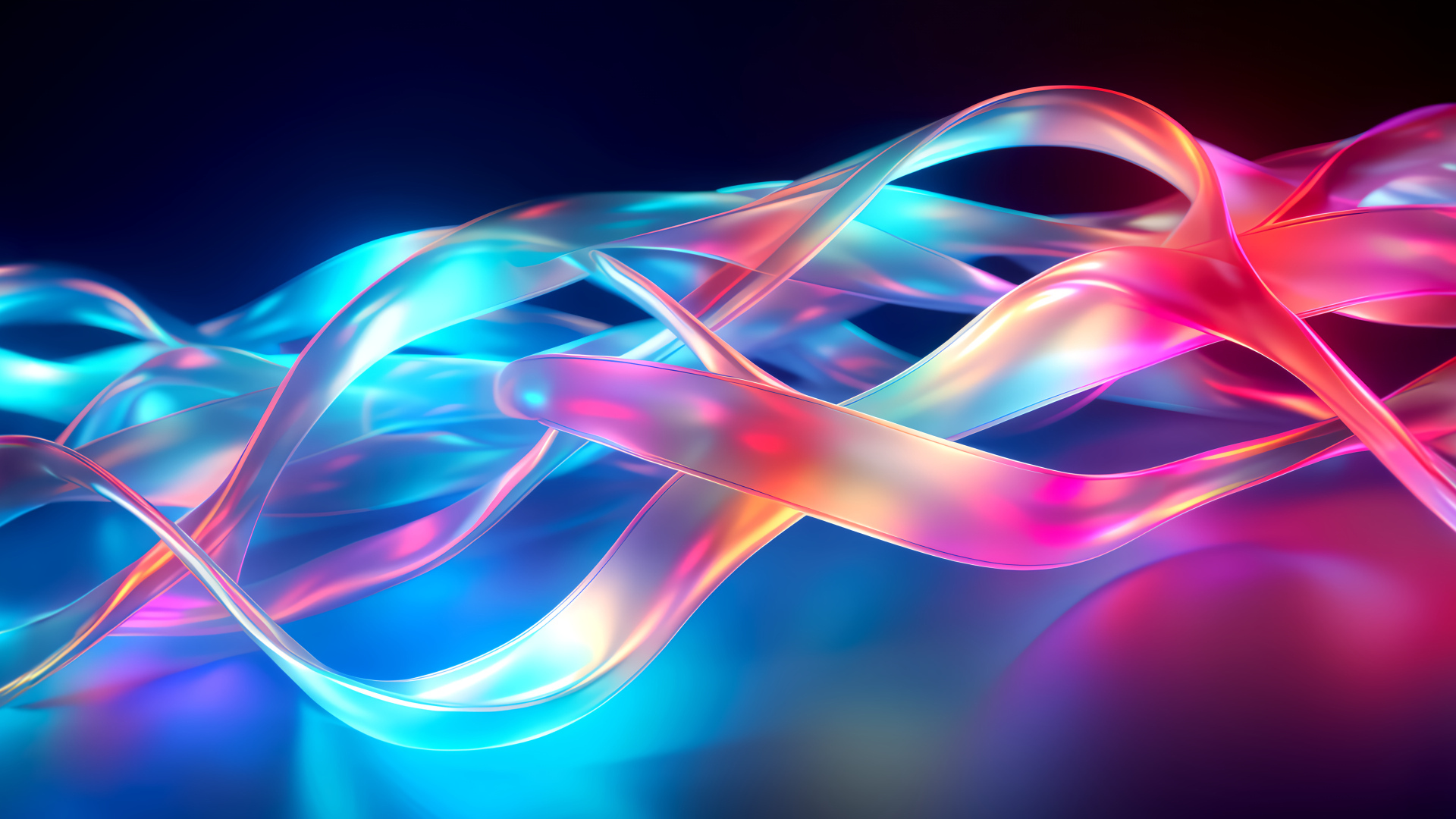 Розовые и голубые абстрактные волны на синем фоне