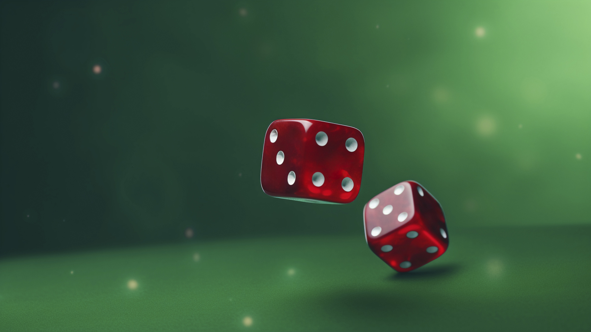 Красные 3д кубики на зеленом фоне