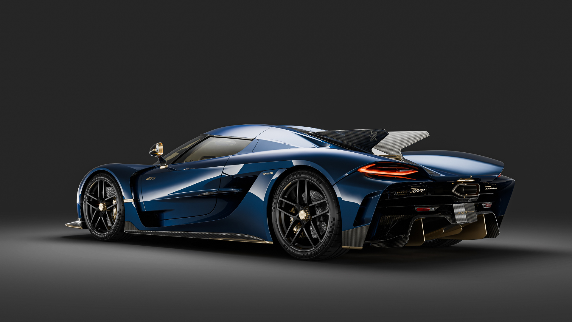 Синий автомобиль Koenigsegg Jesko Absolut