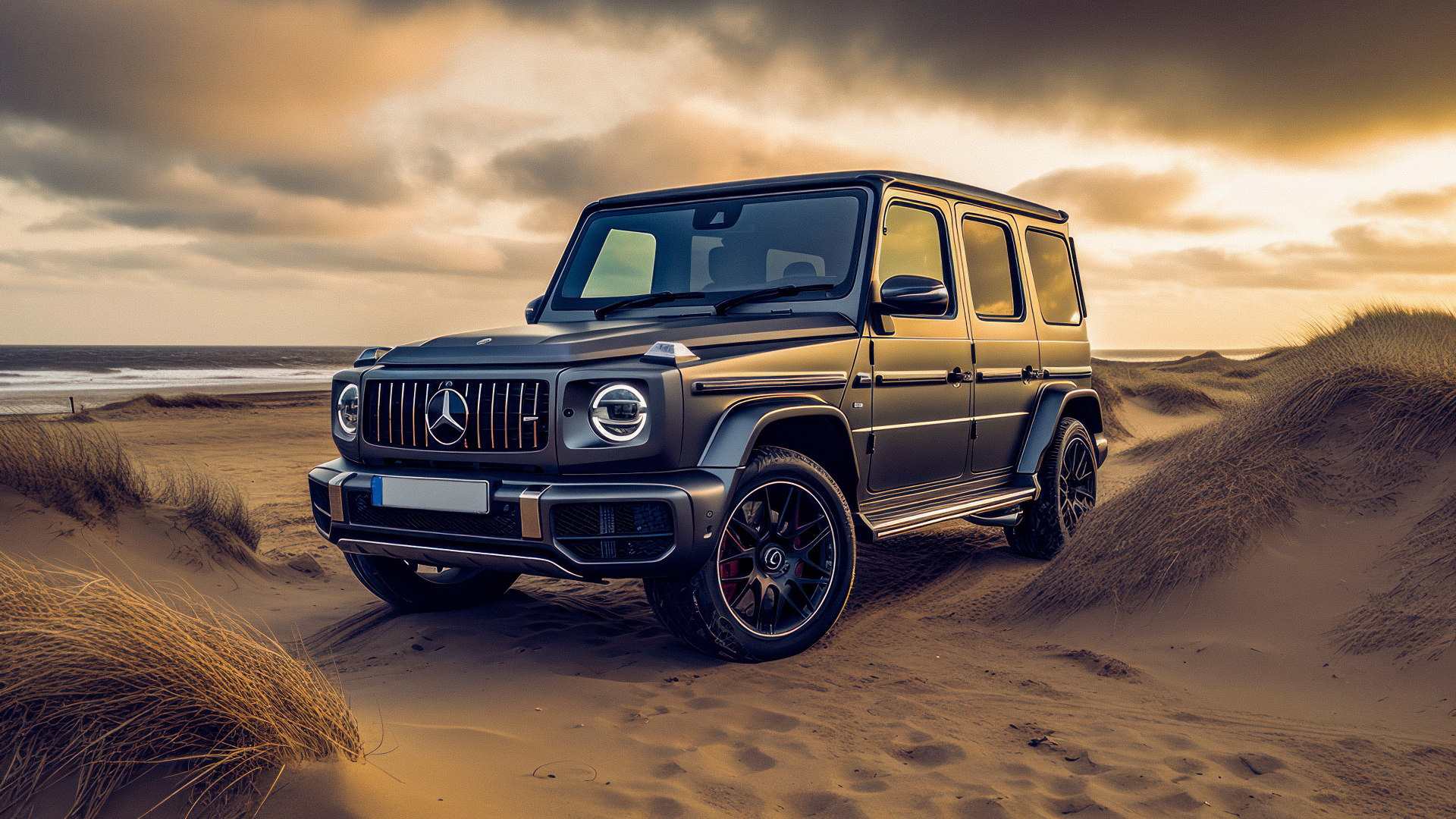 Автомобиль Mercedes-Benz G63 AMG на песке