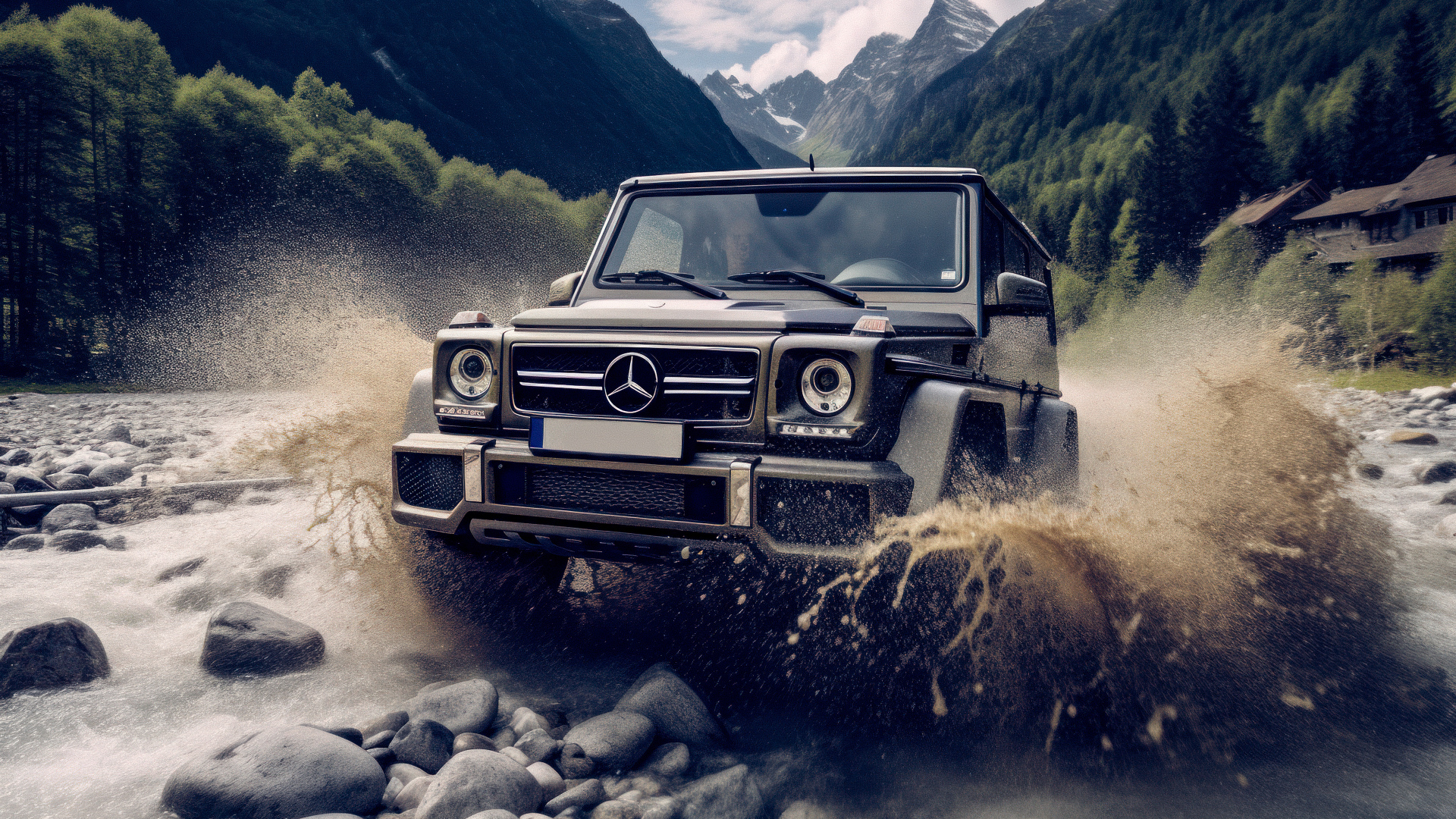 Внедорожник Mercedes-Benz G63 AMG в реке
