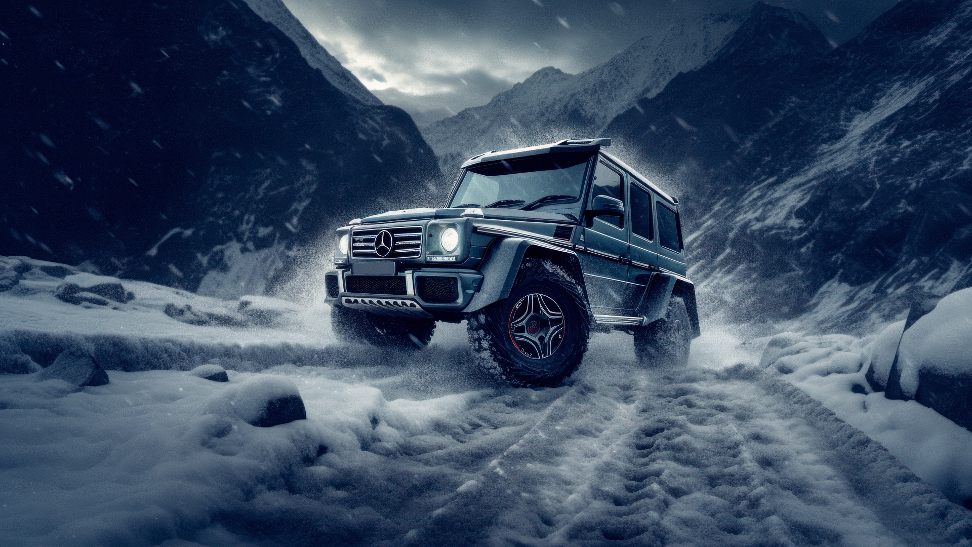 Внедорожник Mercedes-Benz G63 AMG на снегу