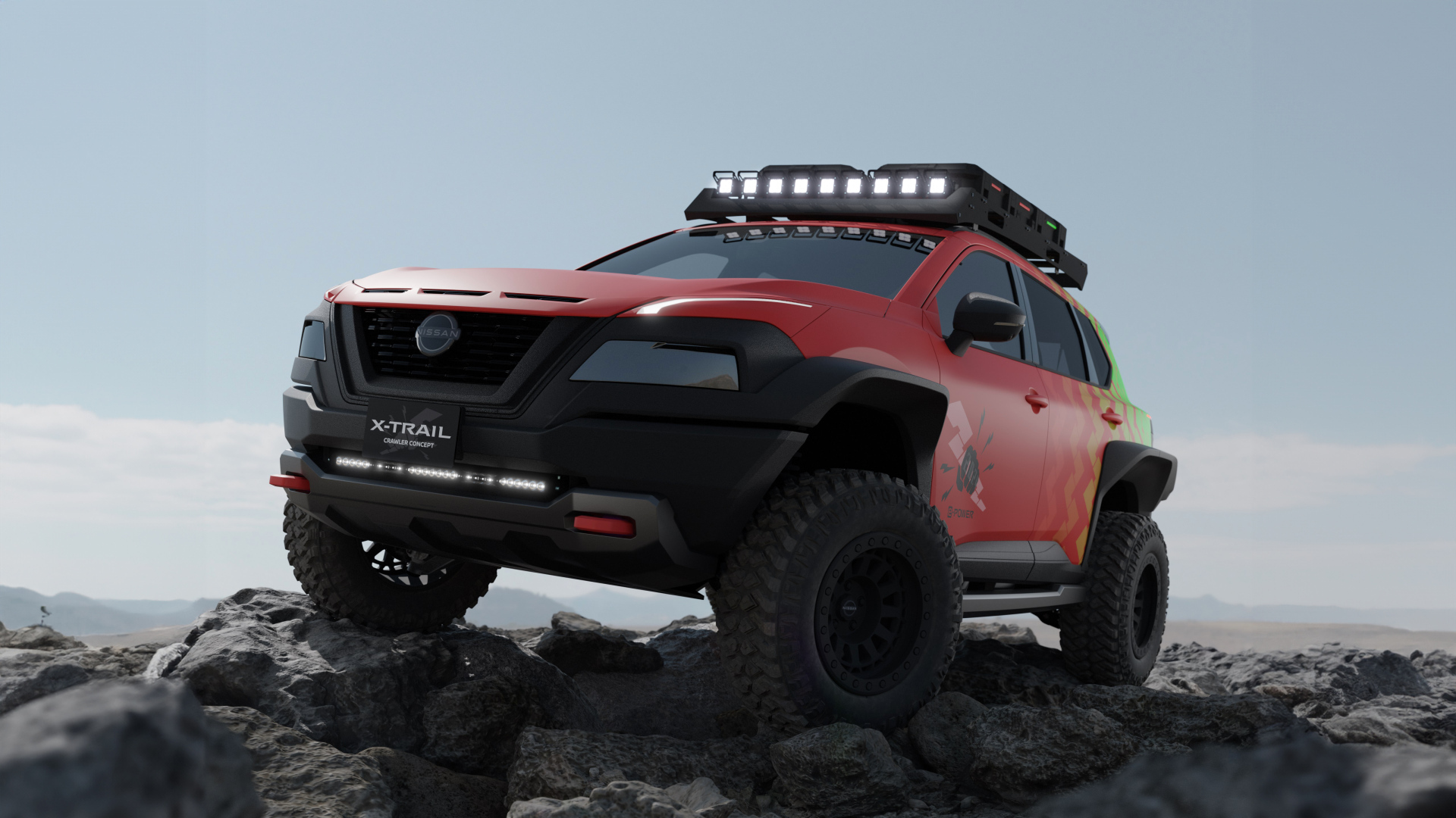 Большой внедорожник Nissan X-Trail Crawler Concept в горах
