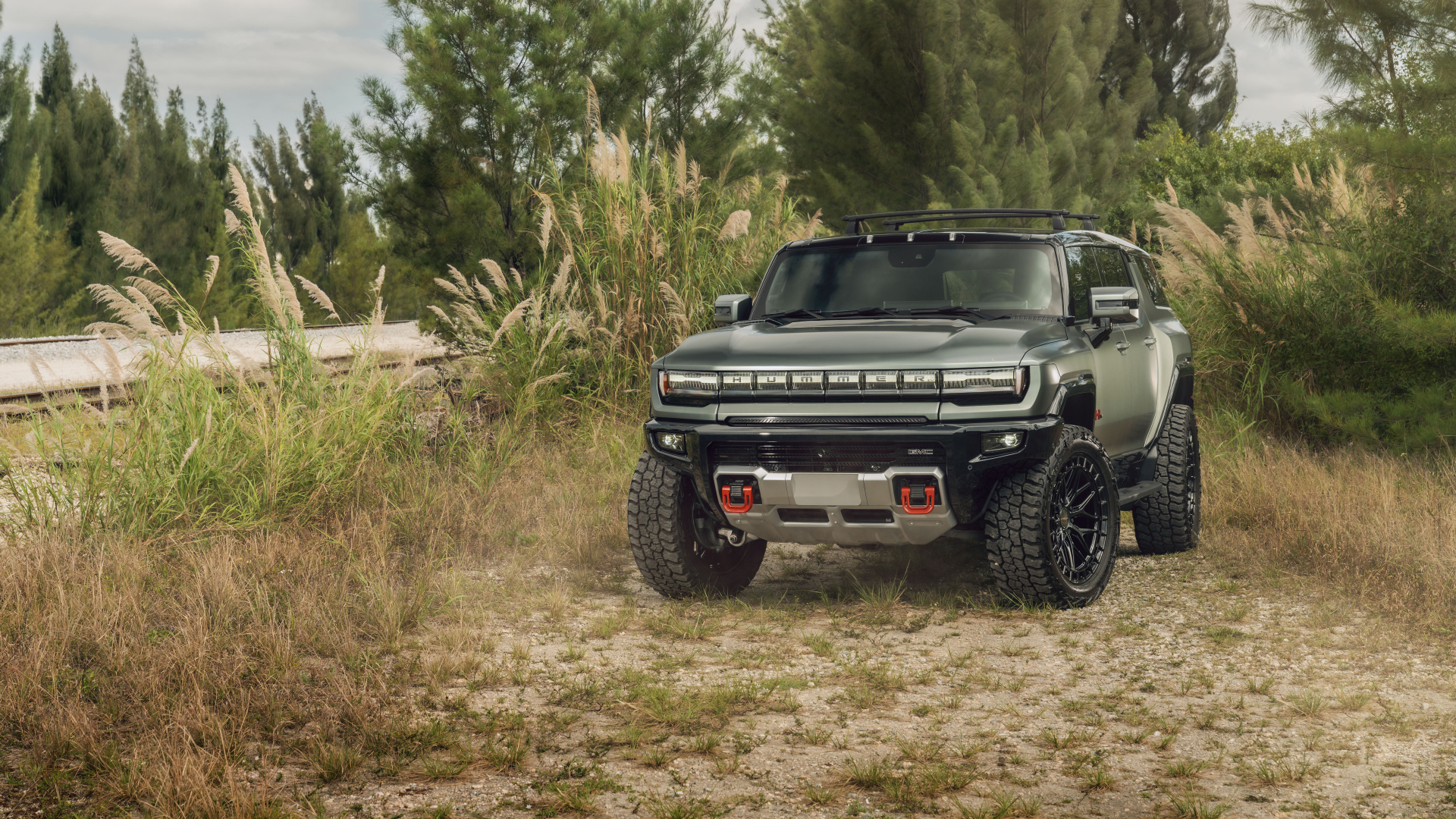 Пикап Hummer EV в зарослях