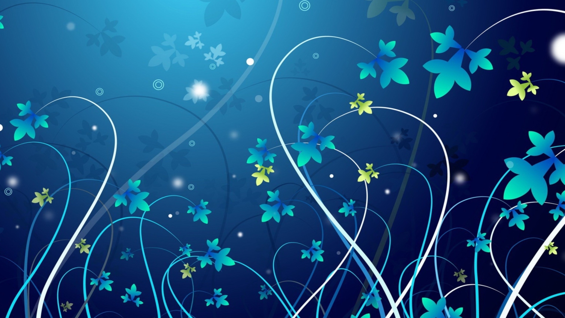 Красивый синий фон с узорными ветками с листьями