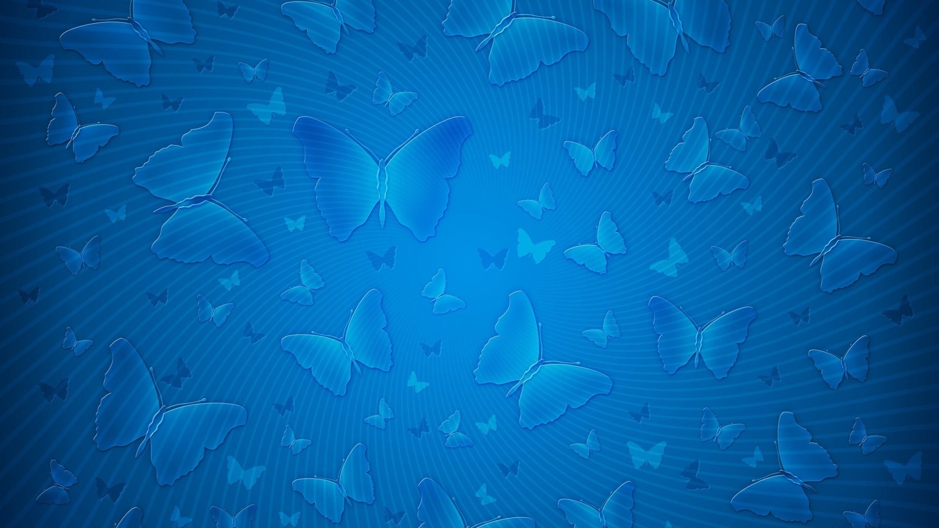 Голубой фон с нарисованными бабочками