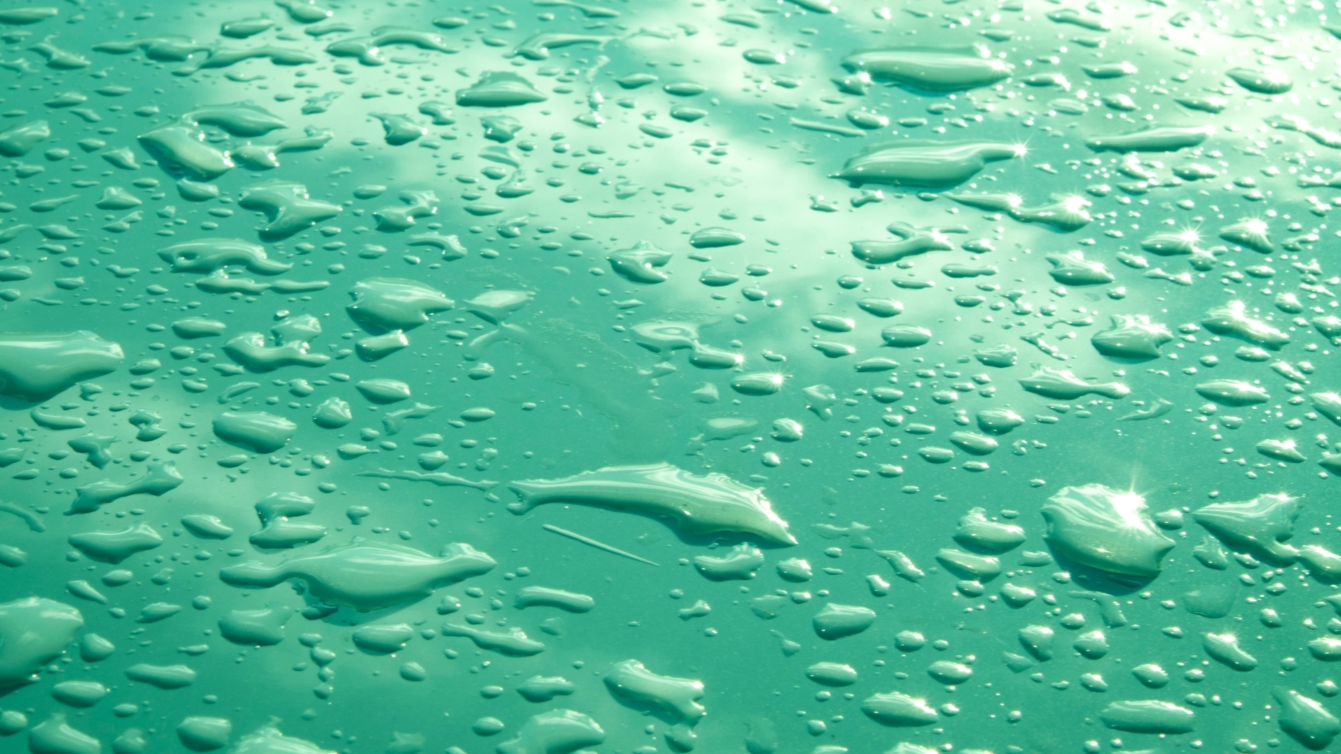 Капли воды на зеленом фоне