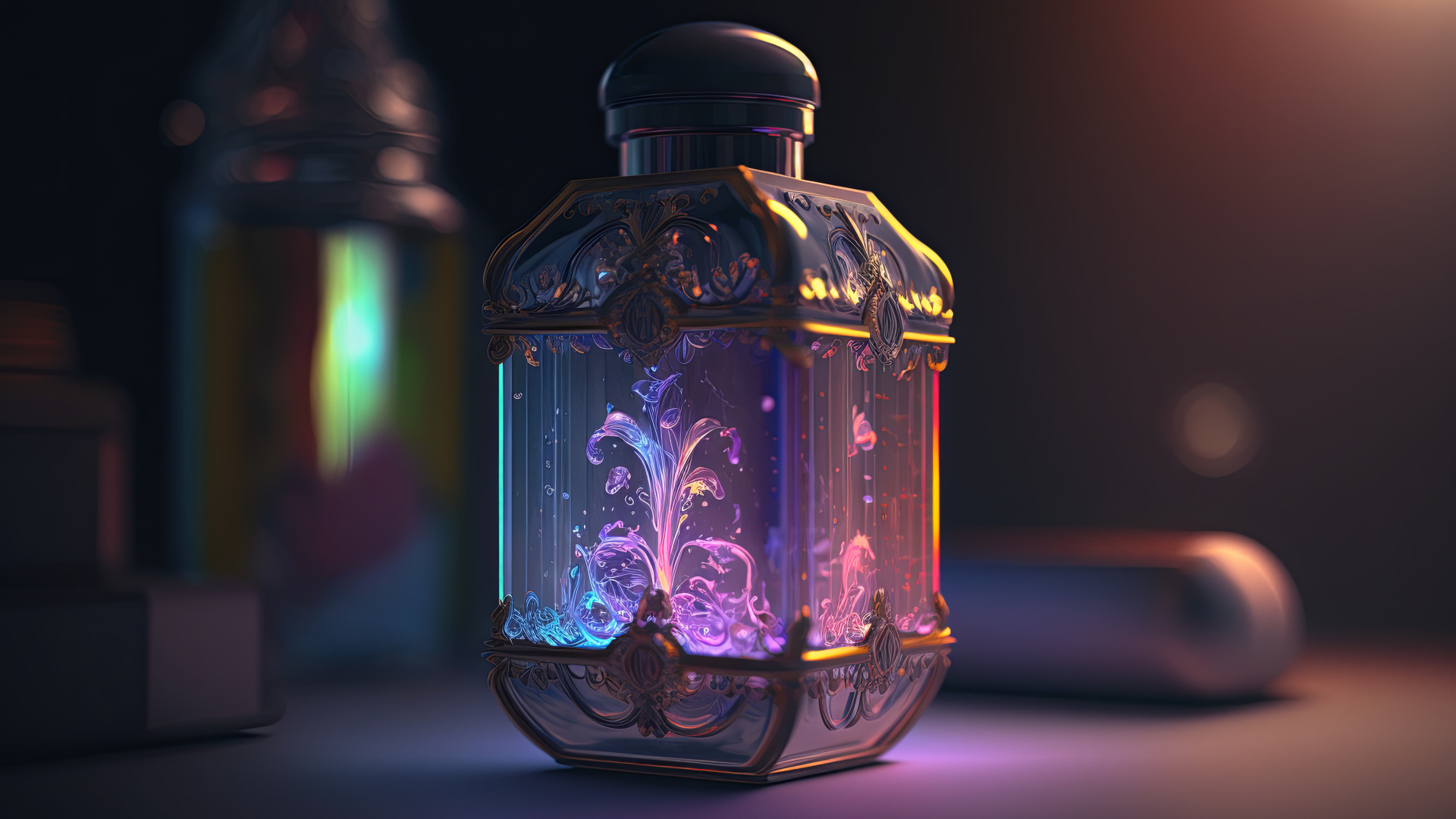 Красивый волшебный фонарь на столе