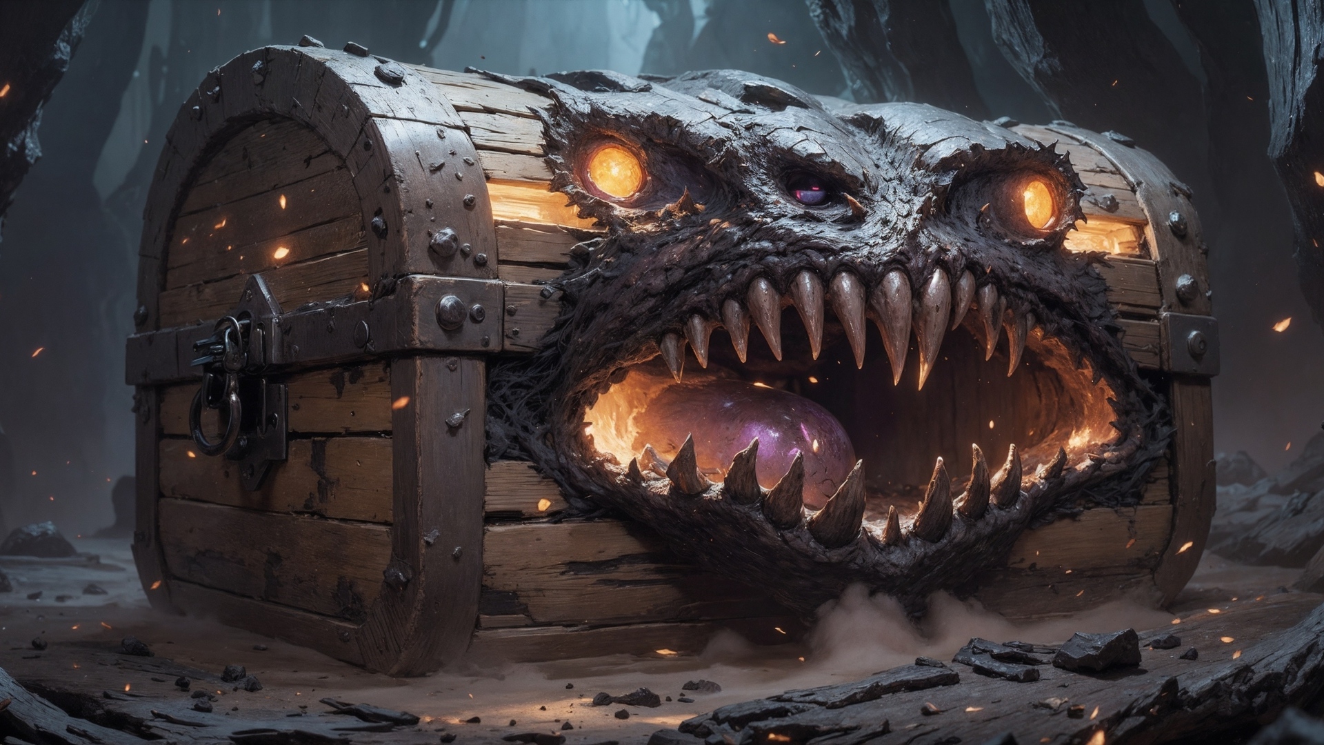 Сундук монстр с острыми клыками