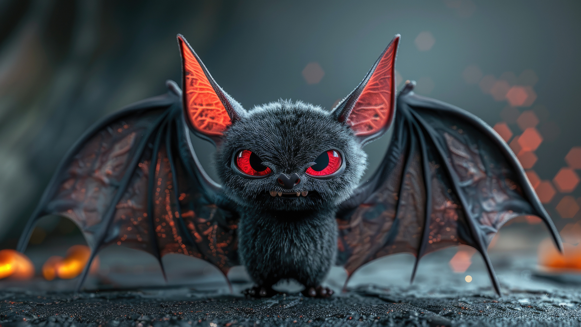 Злобная летучая мышь с красными глазами