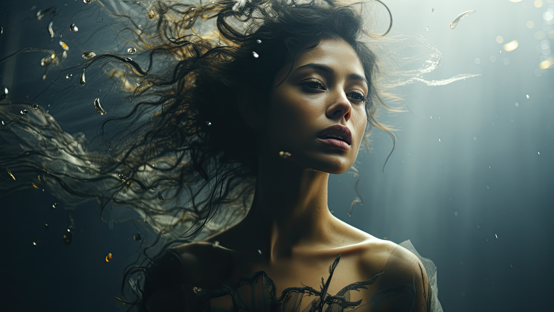 Ветер развивает волосы красивой девушки