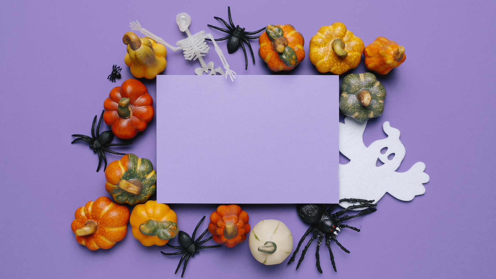 Шаблон с декором для поздравительной открытки на Хеллоуин 