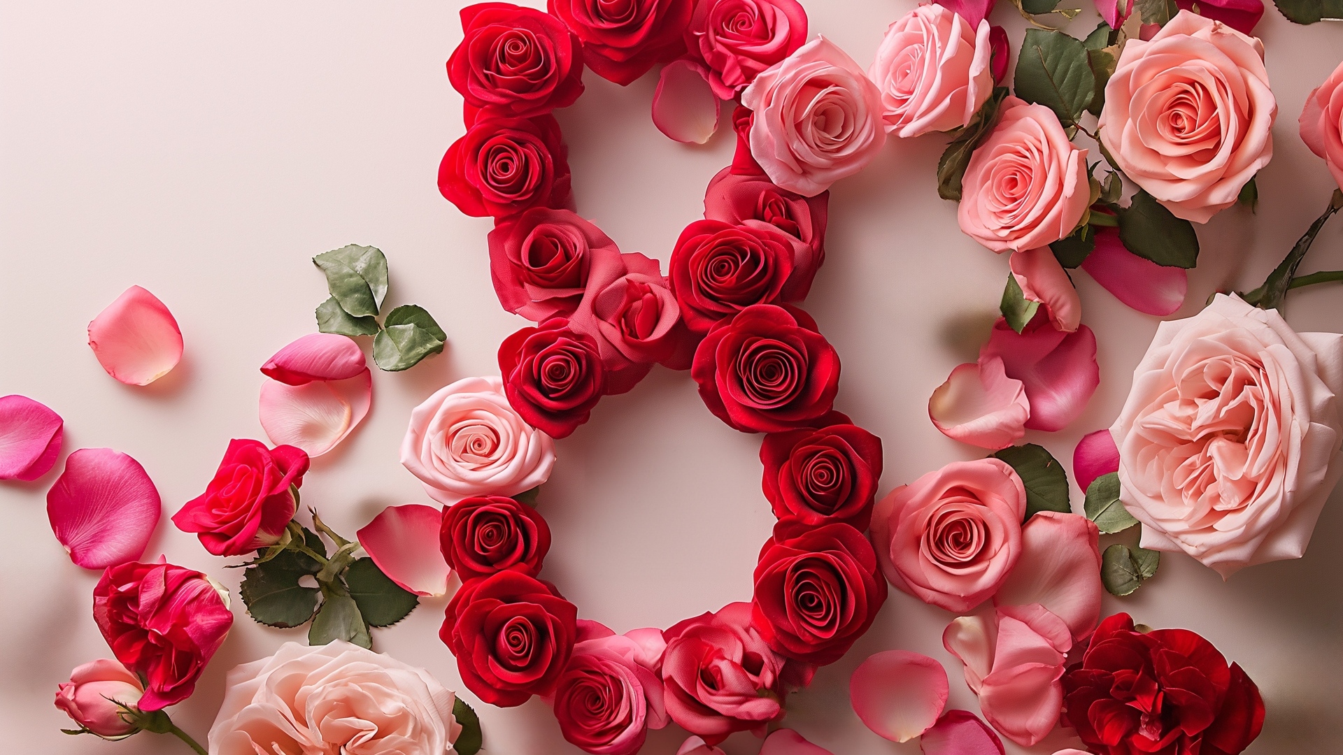 Цифра 8 из роз на праздник для любимой