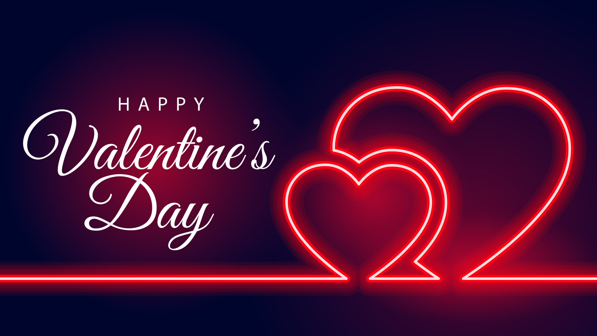 Два красных неоновых сердца на день святого Валентина