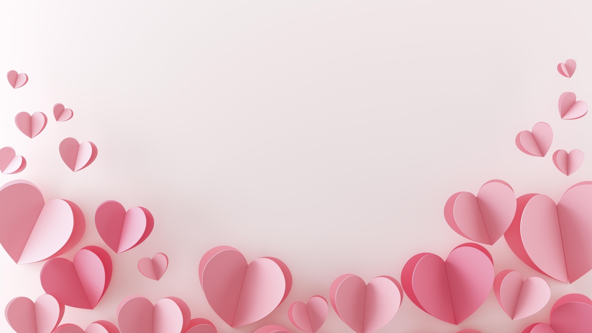 Фон из розовых бумажных сердечек 