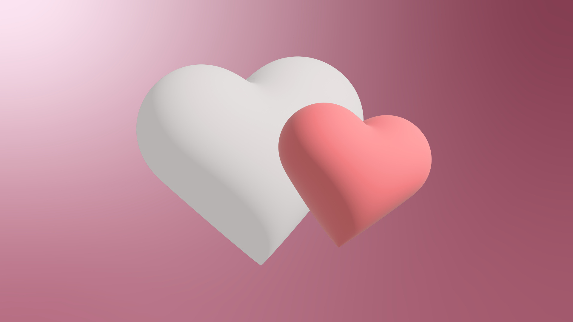 Белое и розовое сердце на розовом фоне