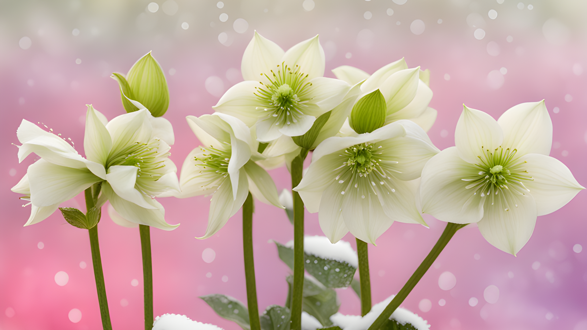 Белая рождественская роза на розовом фоне