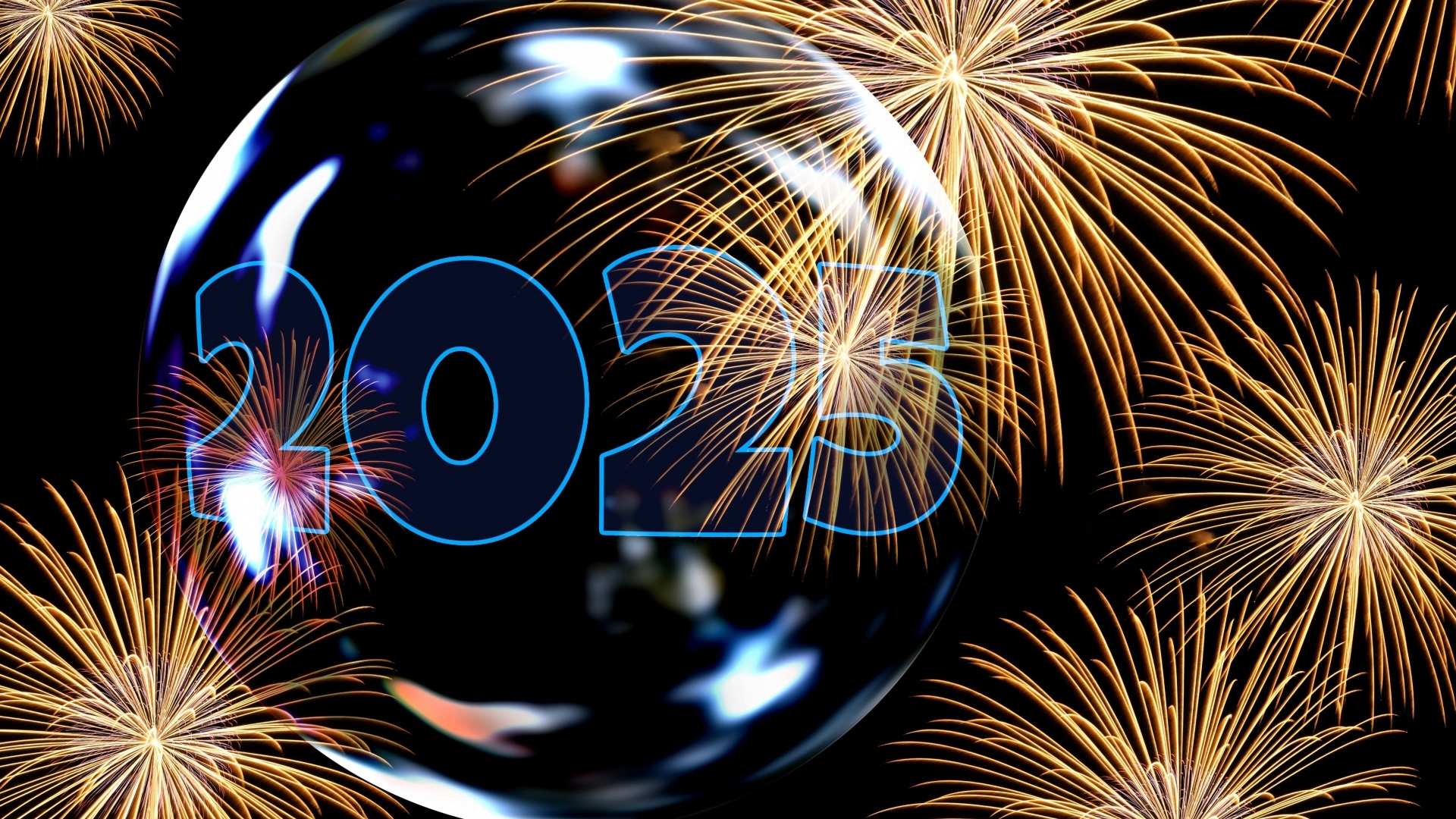 Мыльный пузырь с салютом на новый год 2025