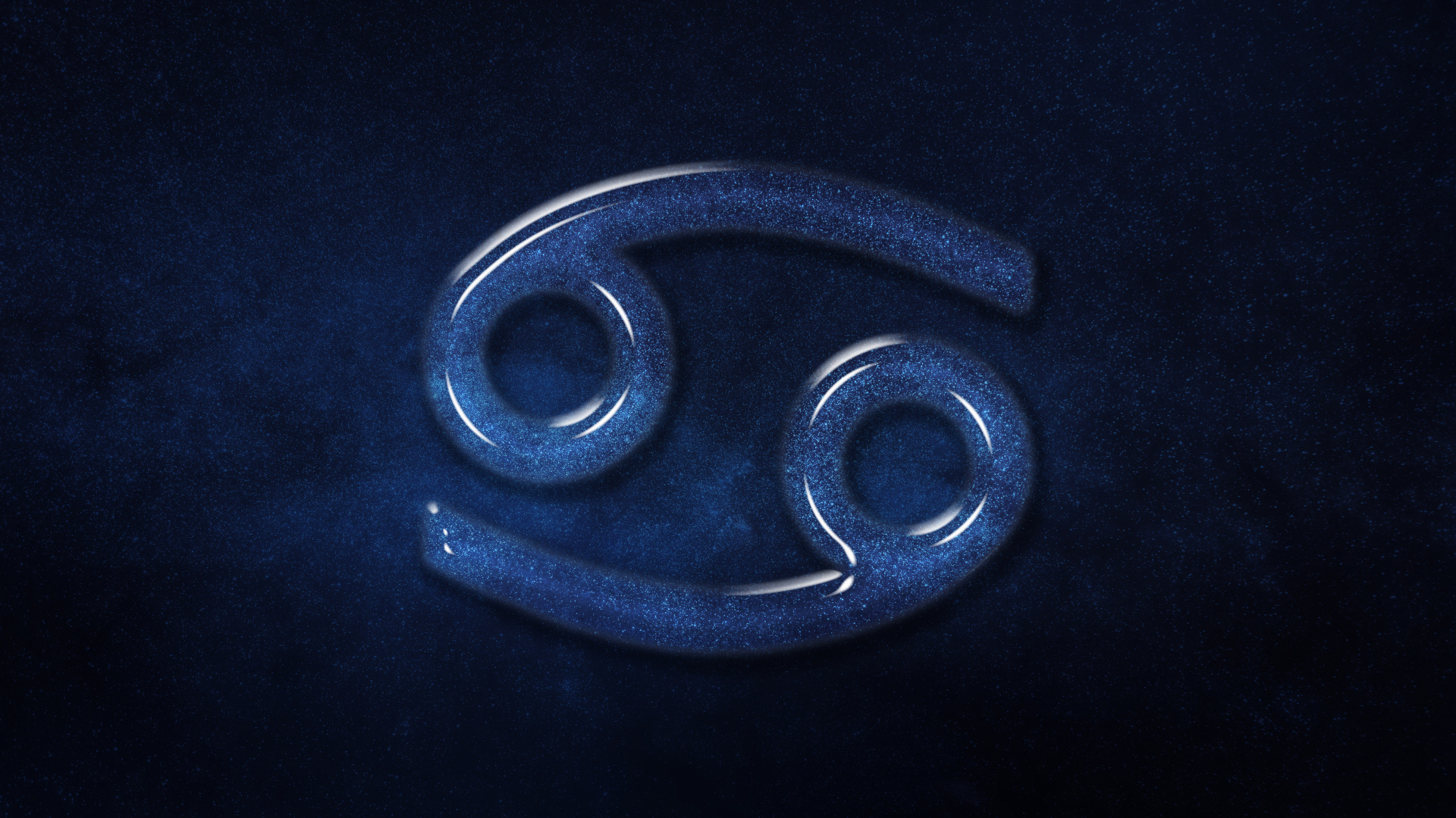 Синий блестящий знак зодиака рак