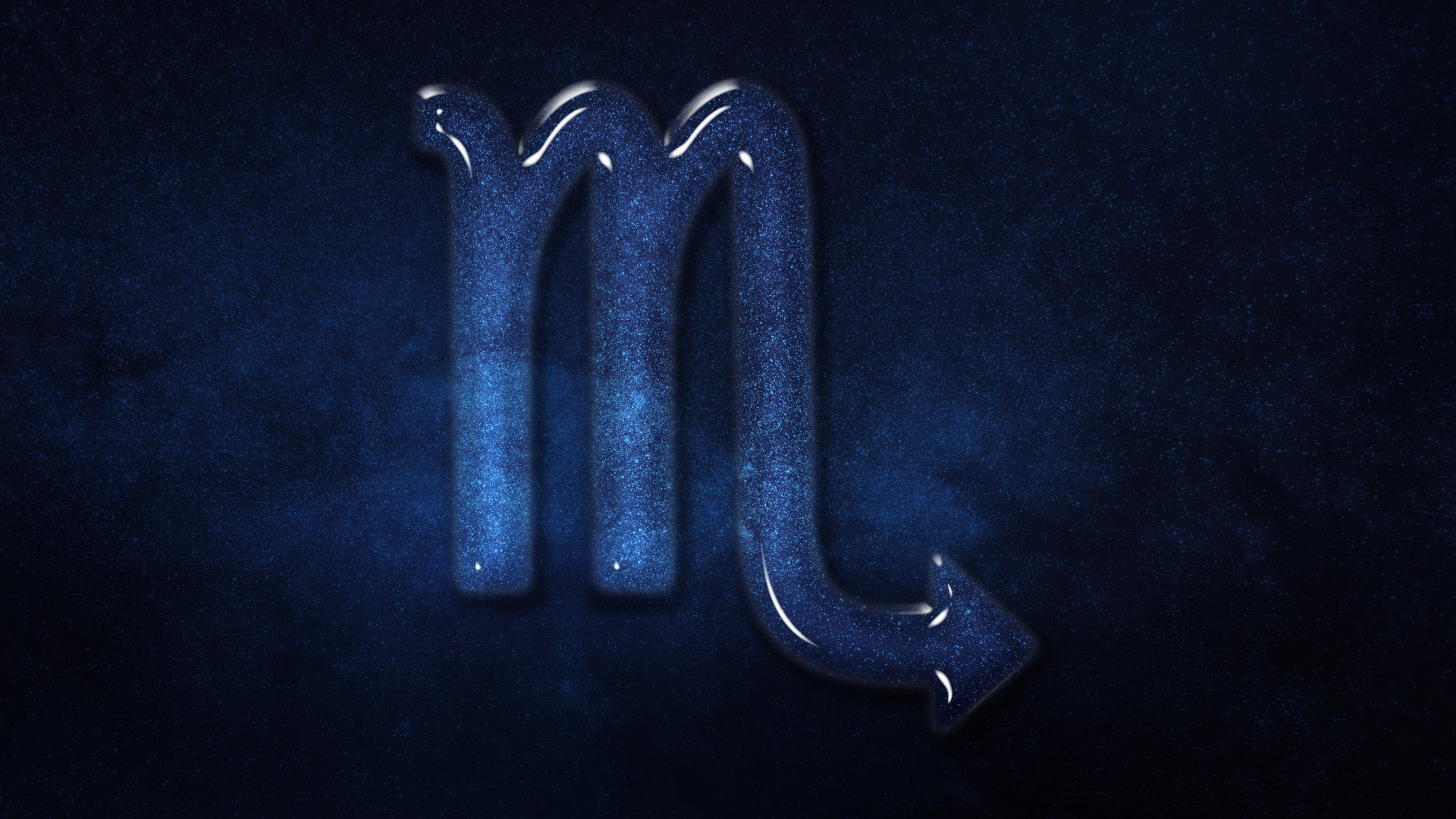 Синий блестящий знак зодиака  скорпион