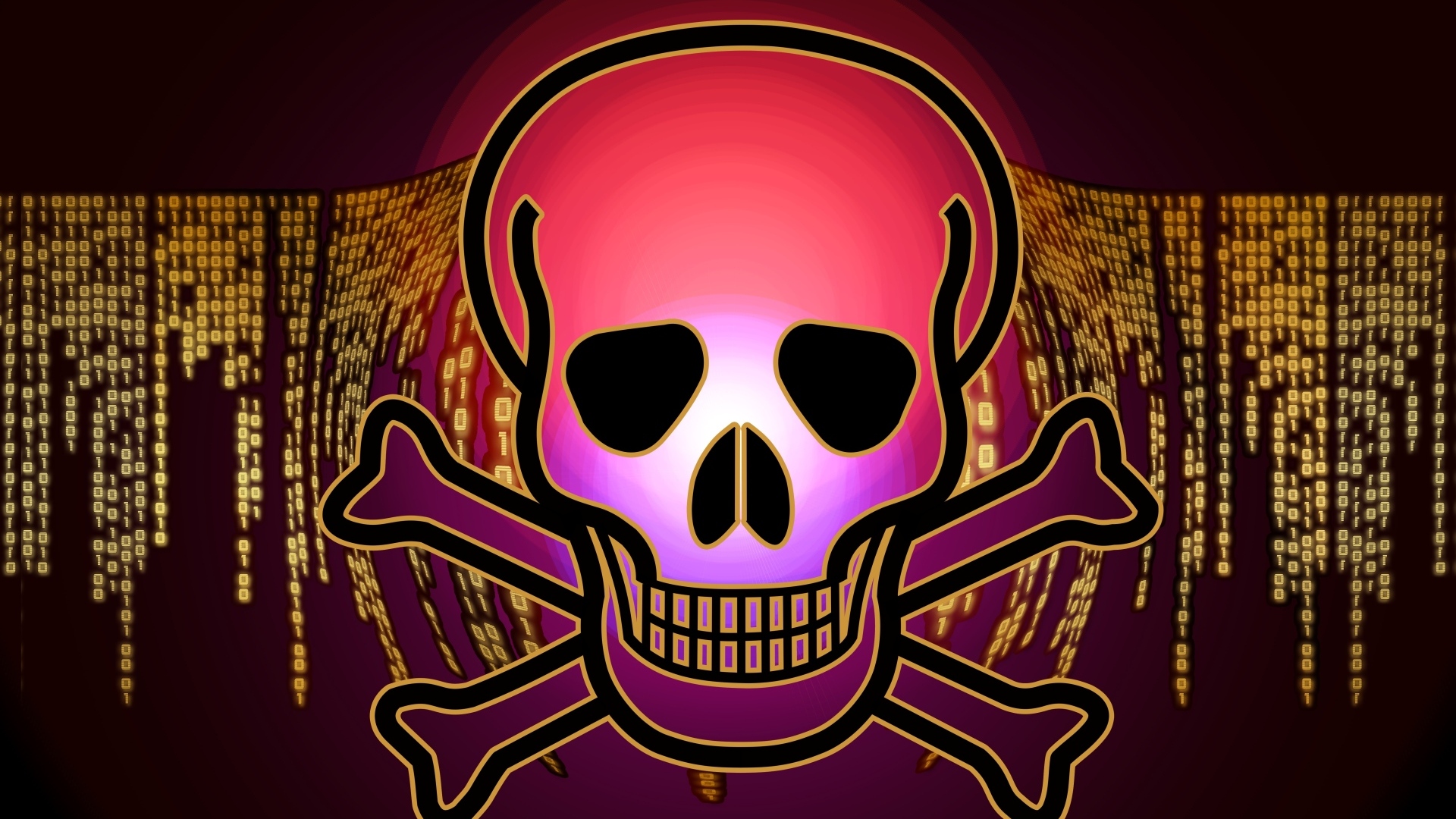 Череп вирус на бинарном коде