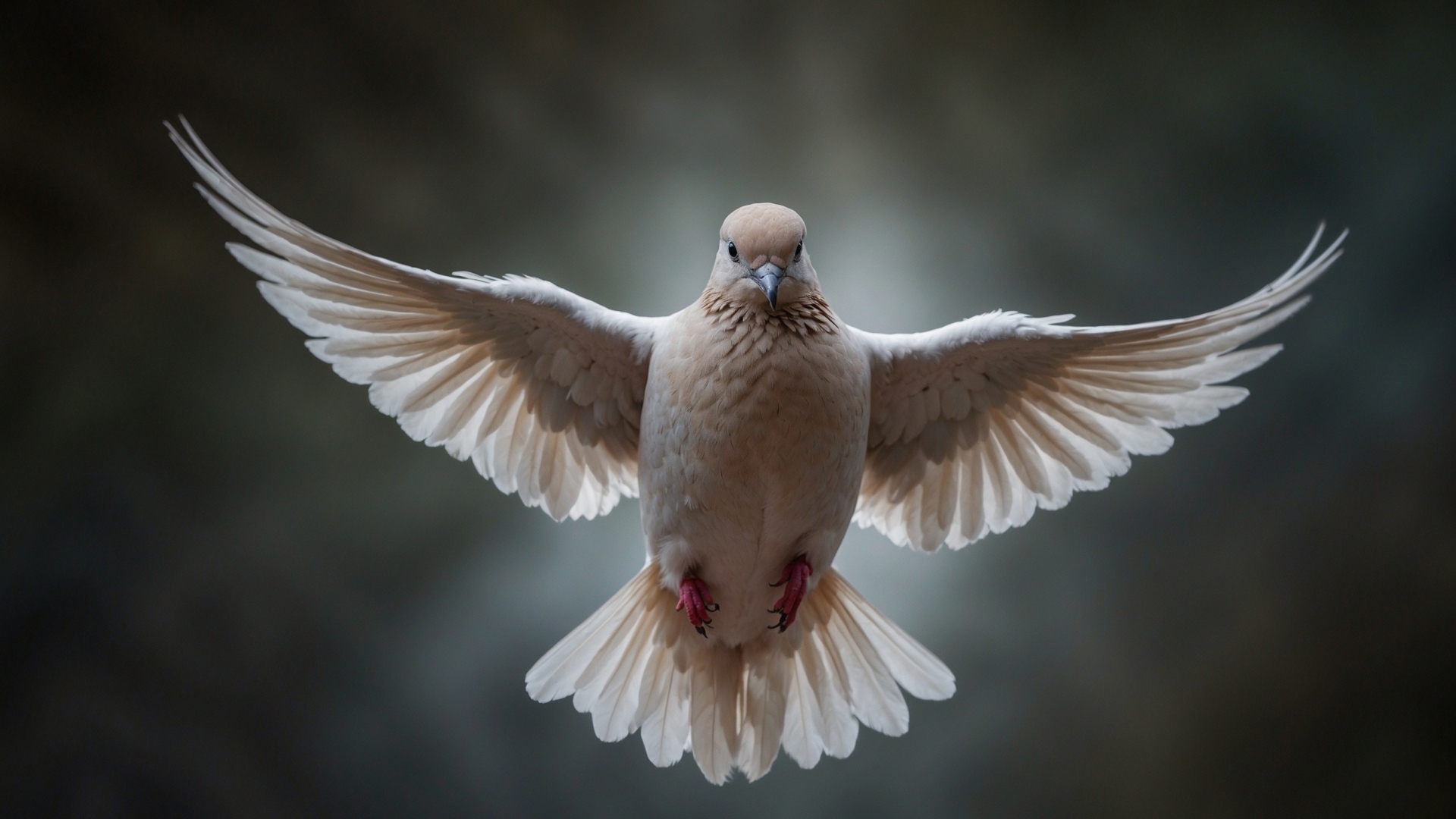 Голубь расправил крылья в полете