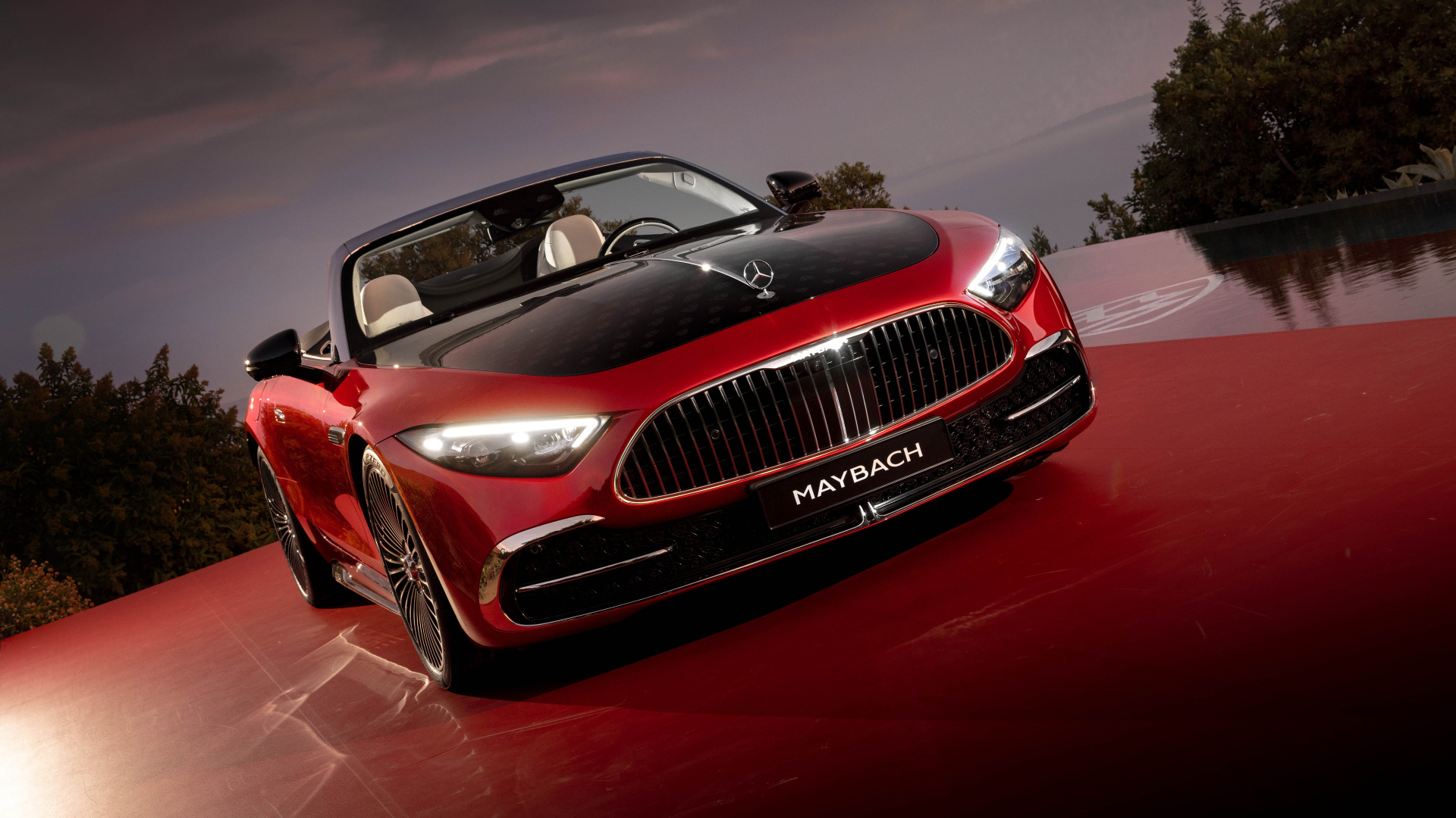 Красный Mercedes-Maybach SL 680 Monogram Series 2024 года
