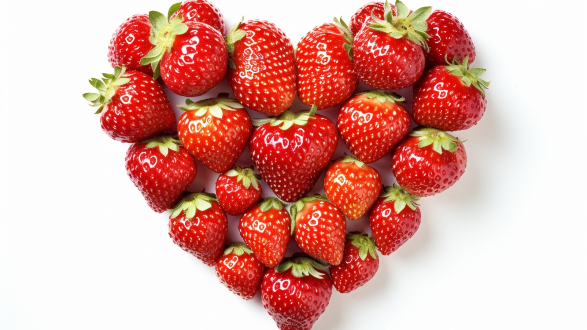Сердце из вкусной красной клубники на белом фоне