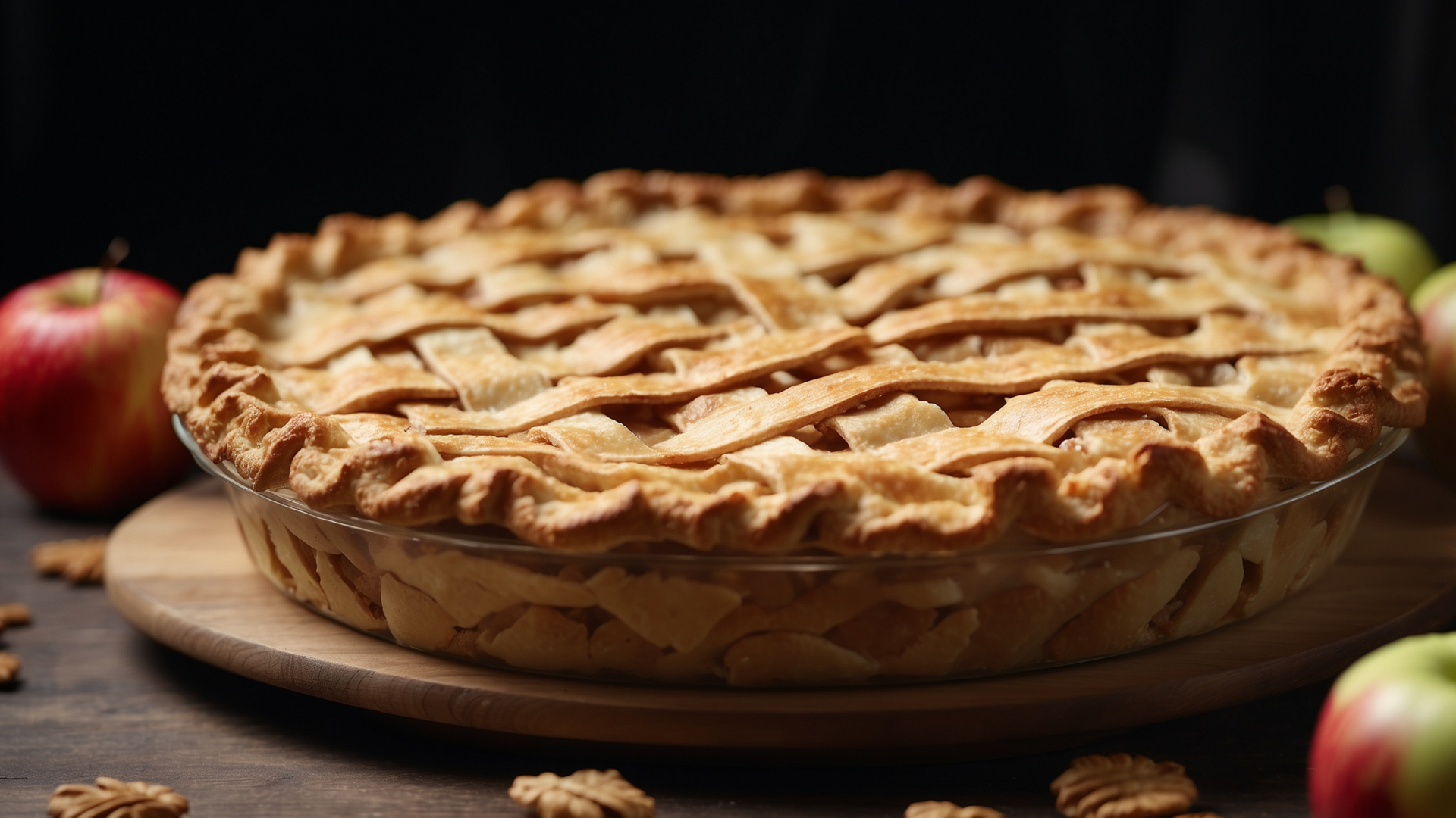 Красивый сладкий пирог с яблоками на столе