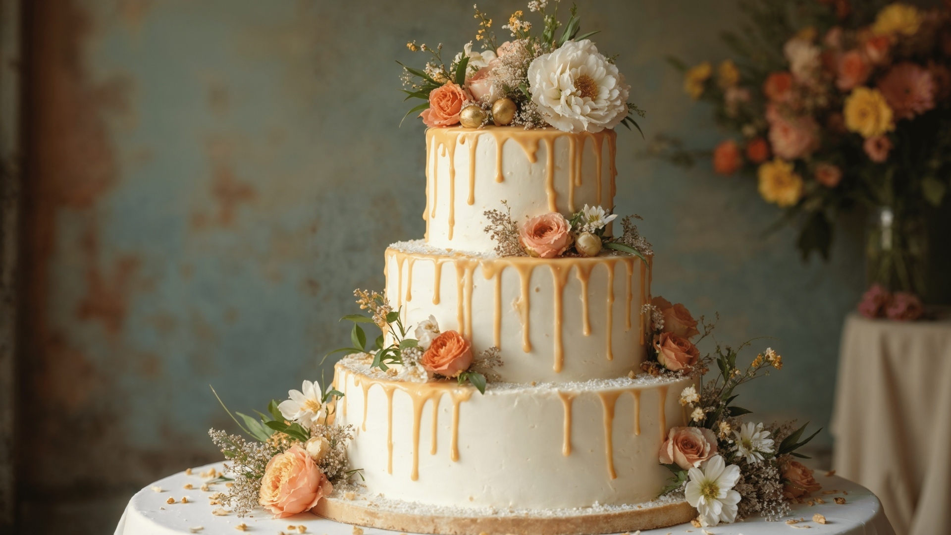 Большой красивый свадебный торт