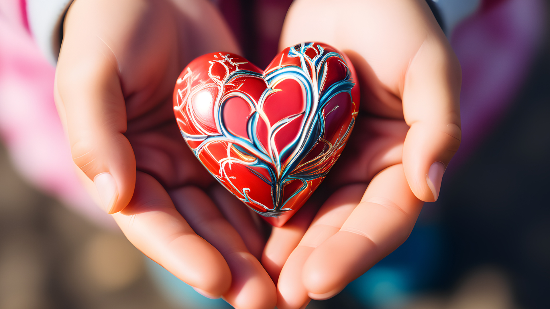 Красивое сердце с узором в руках
