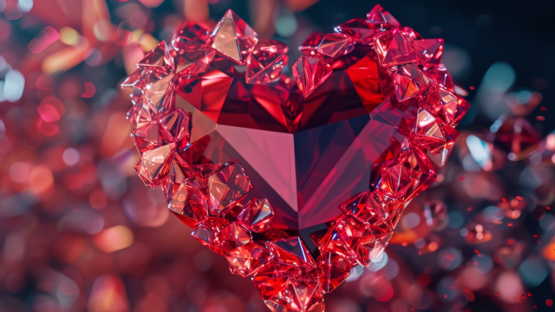 Красивое красное сердце из камня