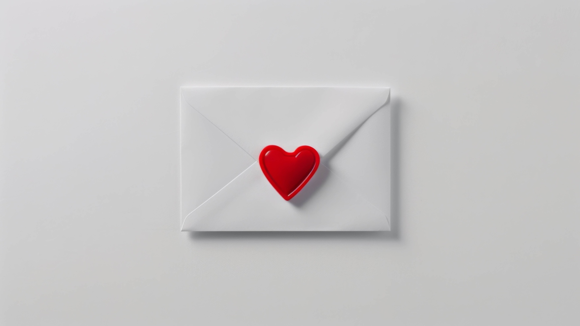 Белый конверт с красным сердечком