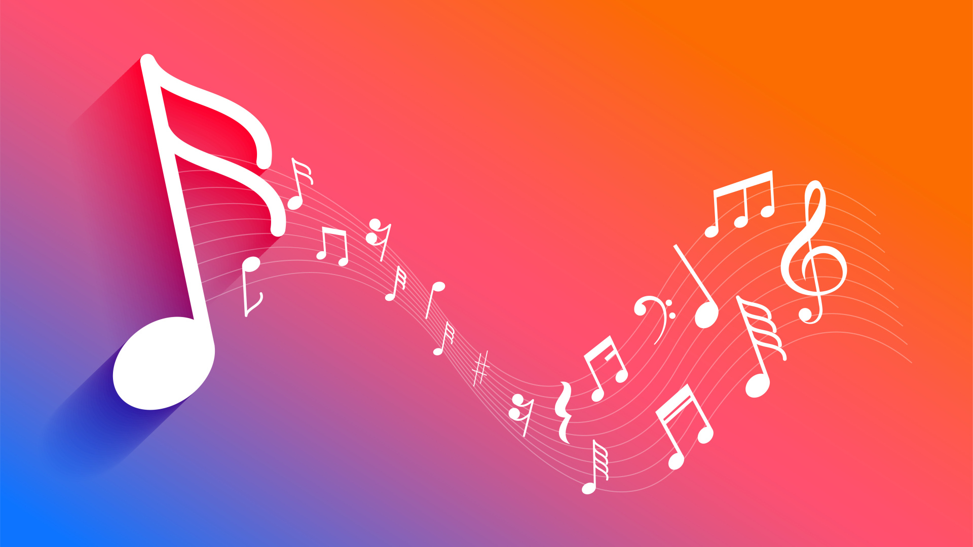 Белые ноты на розовом фоне