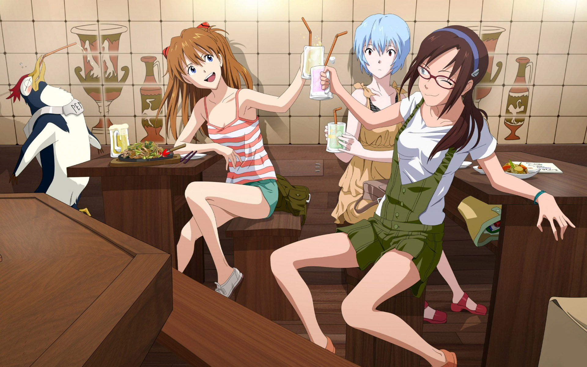 Her friends in a cafe