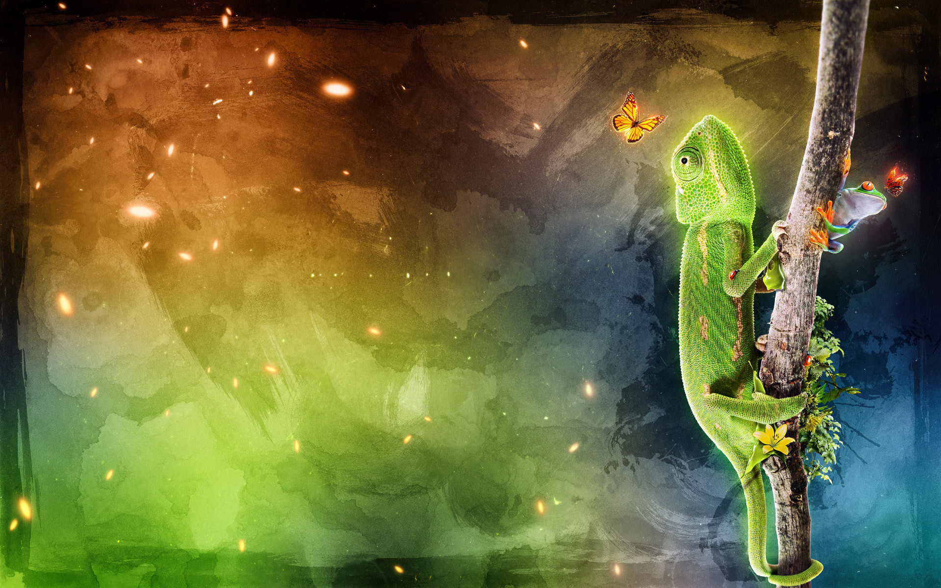 Хамелеон на ветке