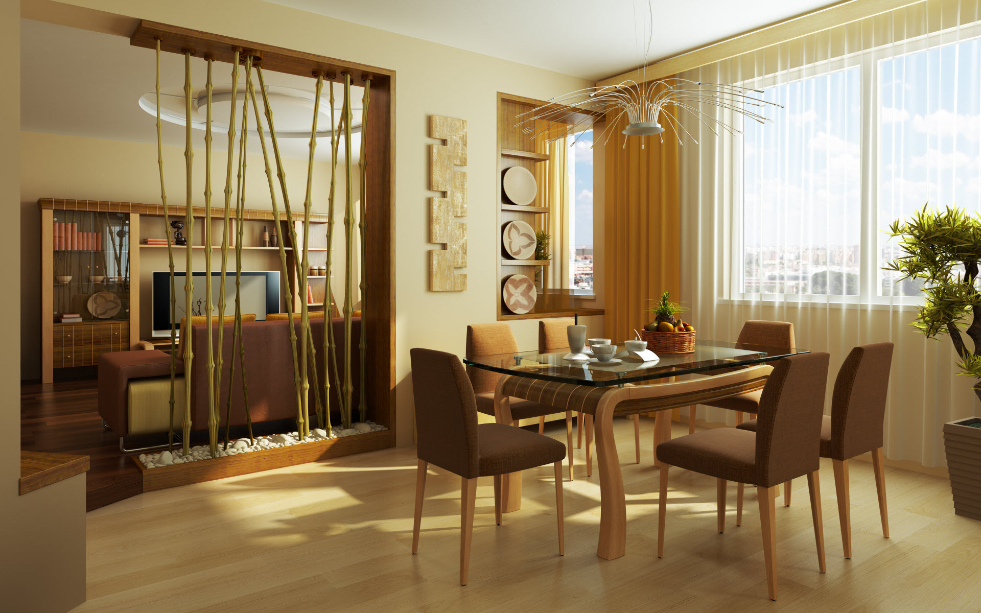 Dining room with bamboo Desktop wallpapers 1600x900