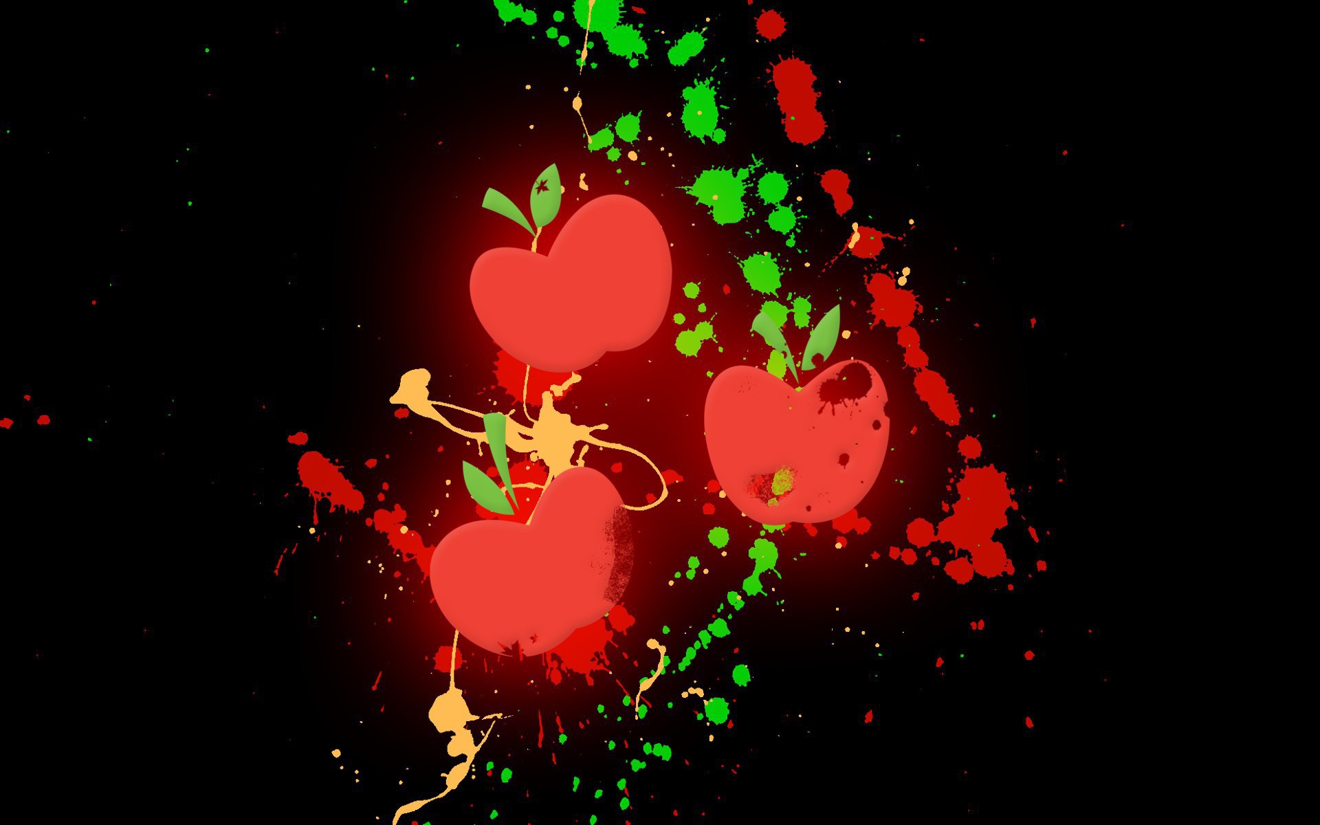 Три яблока на черном фоне