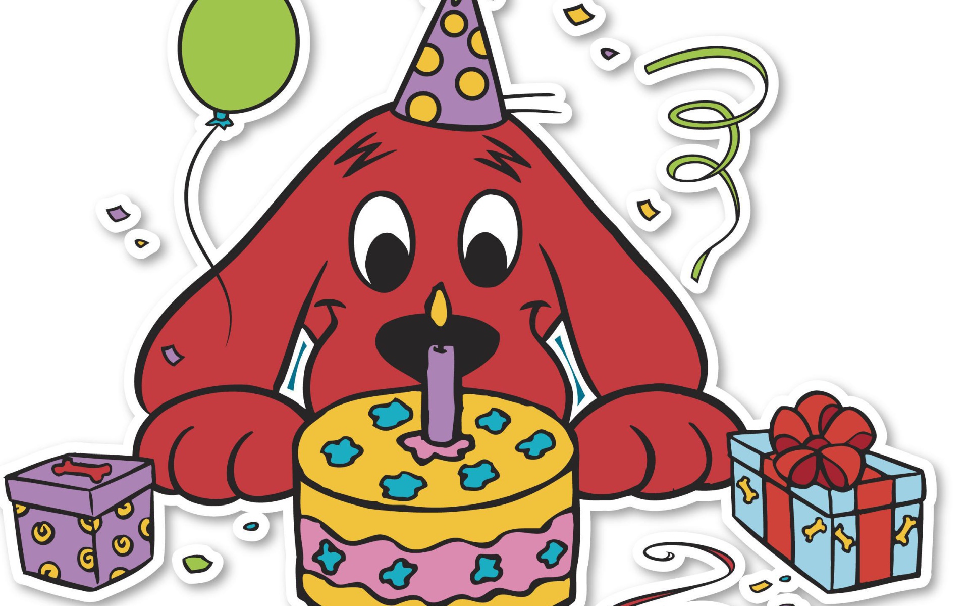 Пёс с тортом на день рождения