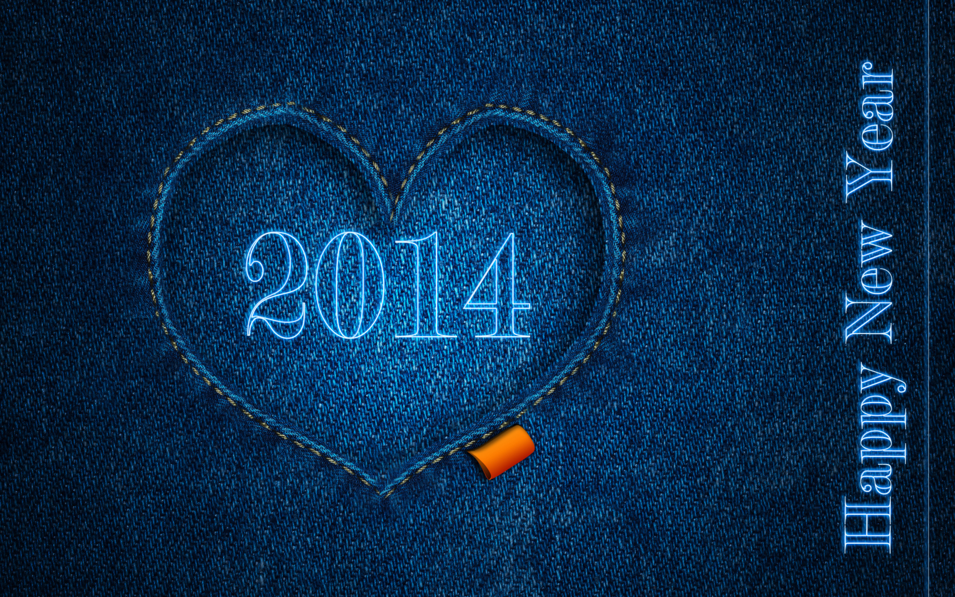 Счастливого Нового Года 2014, яркий синий фон