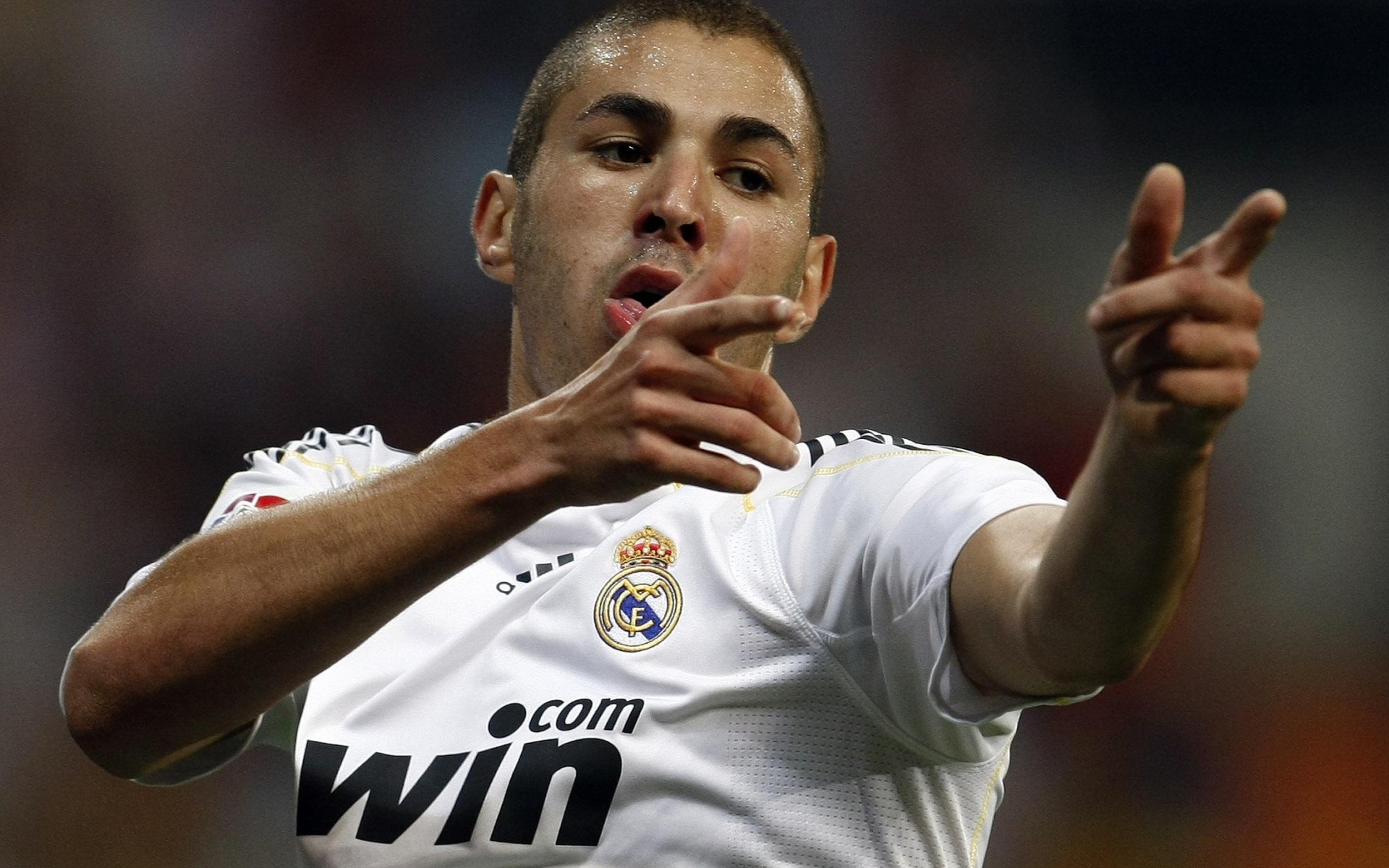 The forward of Real Madrid Karim Benzema closeup