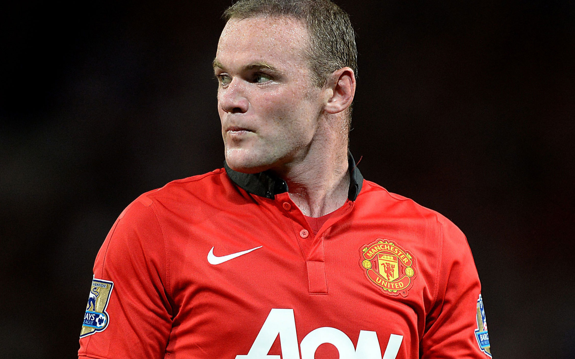 The player of Manchester United Wayne Rooney close up