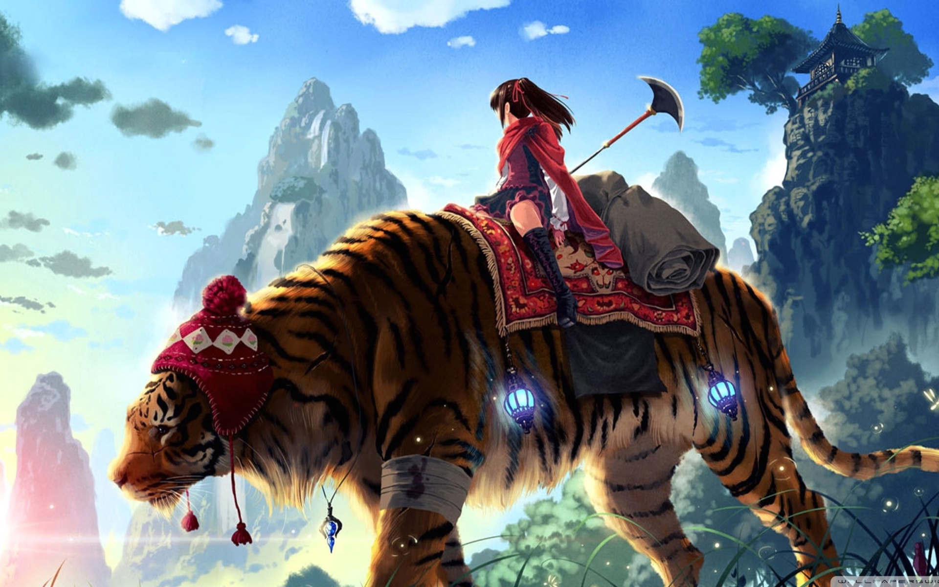 Девушка на тигре