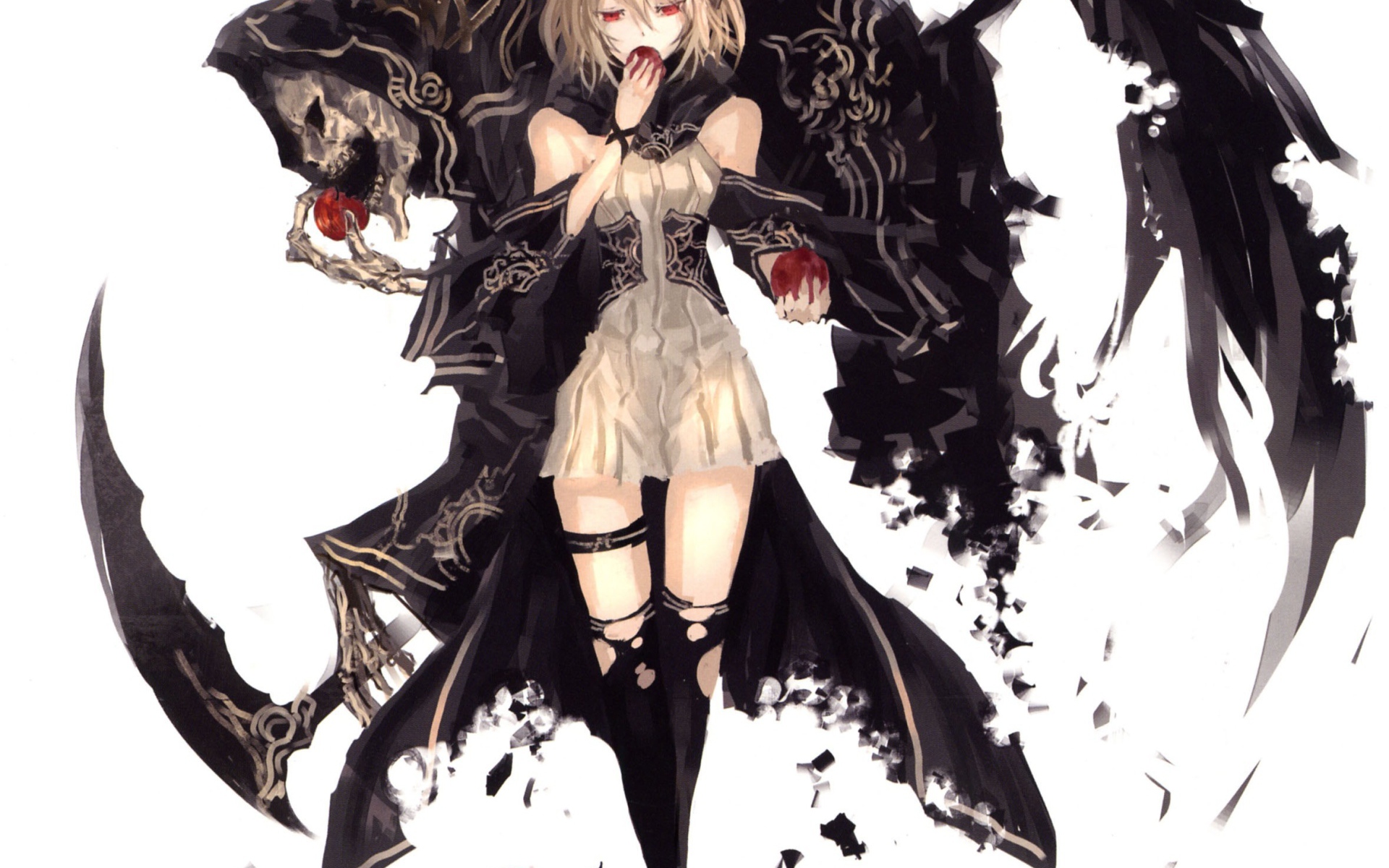 Девочка ест яблоки