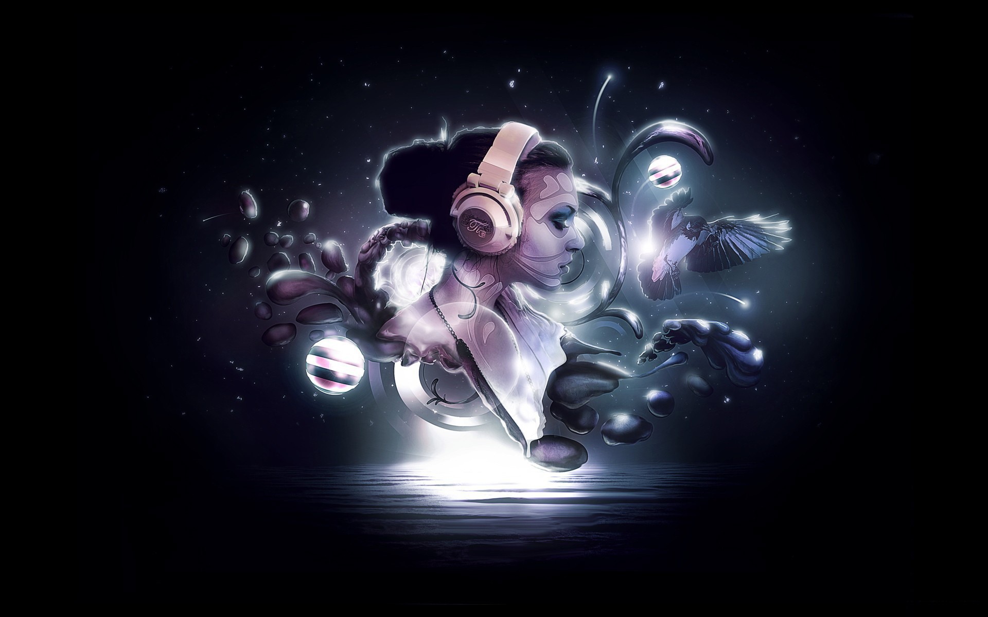 Наушники и птица